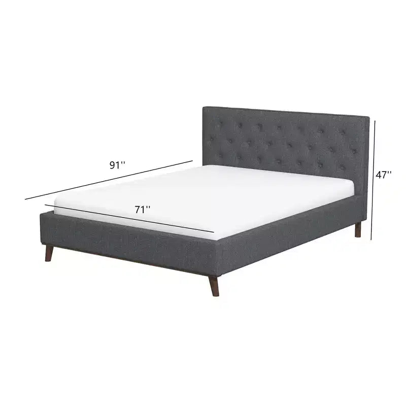 GDFStudio Ian Elegance Upholstered Fabric Platform Bed with Button-Tufted Headboard