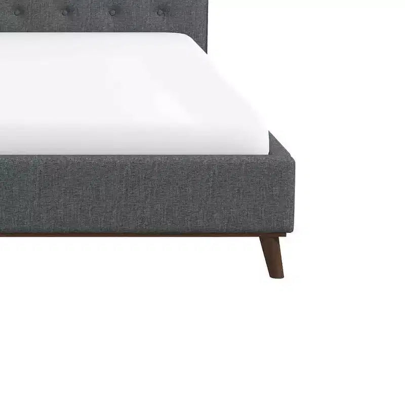 GDFStudio Ian Elegance Upholstered Fabric Platform Bed with Button-Tufted Headboard