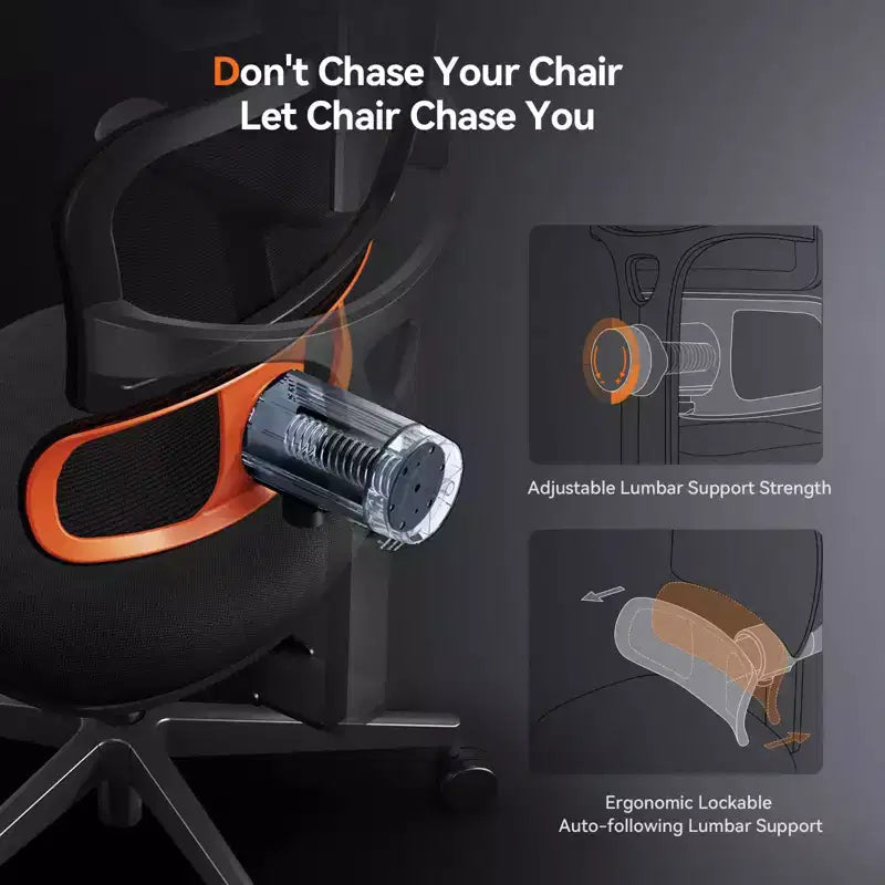 Newtral Ergonomic Desk Chair with Fully Adaptive Lumbar Support - 3D Flip-up Armrest