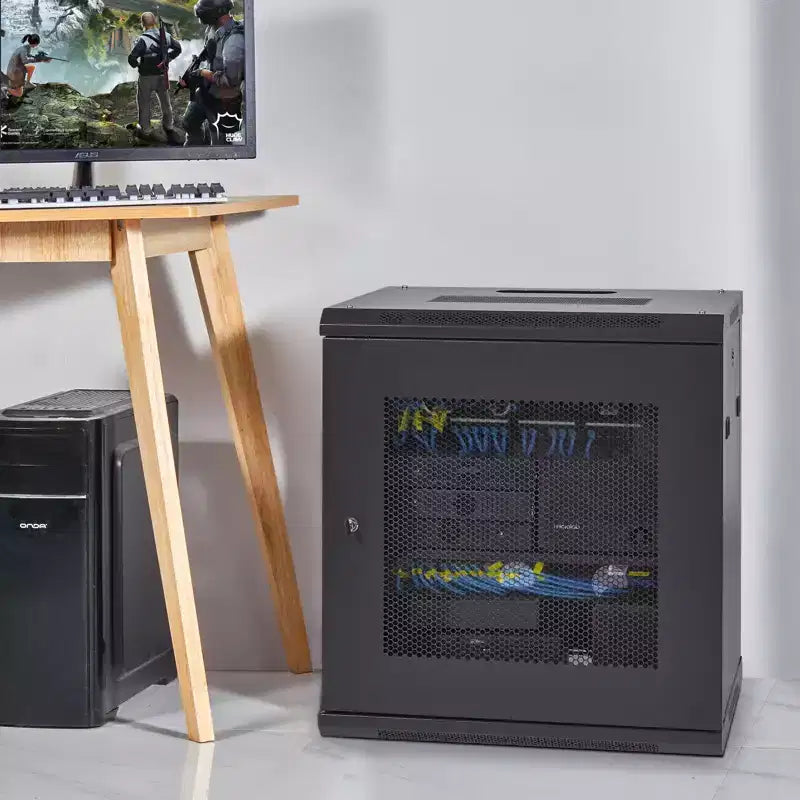 VEVOR 12U Wall Mount Server Cabinet, 15.5'' Depth, Network Rack Enclosure, Supports up to 200 lbs, Secure Locking System, Ideal for IT Hardware