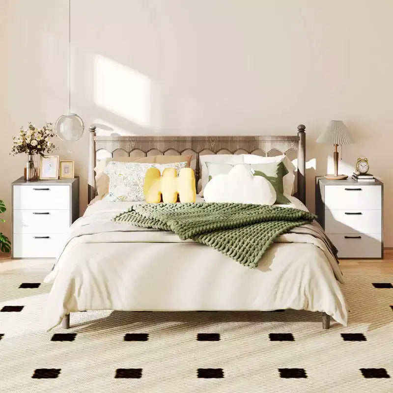 Costway 1/2 PCS 3 Drawer Dresser Chest of Drawer Storage Cabinet with Wide Storage Space Organizer